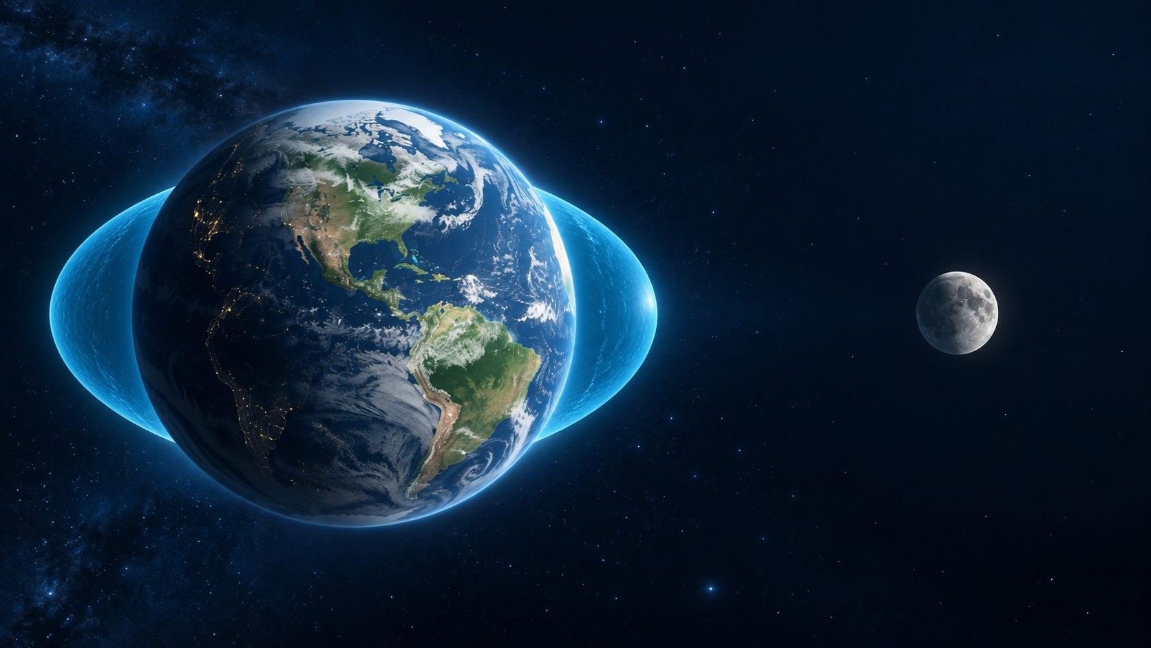 Terra e Luna schematiche con due rigonfiamenti di marea opposti; non è una carta dei livelli d'acqua reali